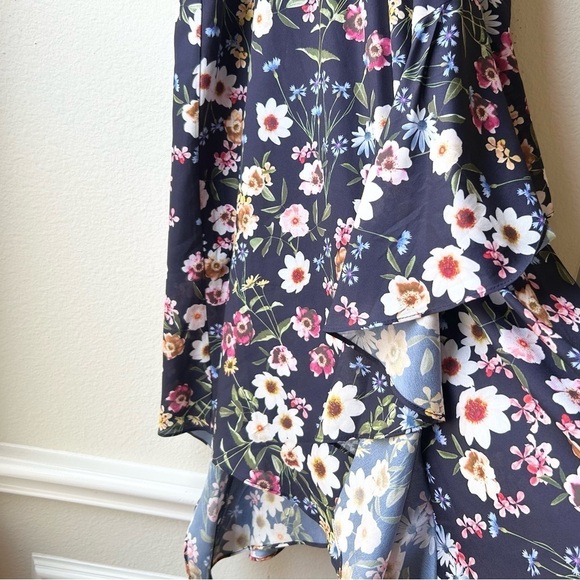 PARKER FLORAL HIGH Halter NECK SLEEVELESS ASYMMETRICAL DRESS COSMIC DAISY Sz M - Picture 6 of 15